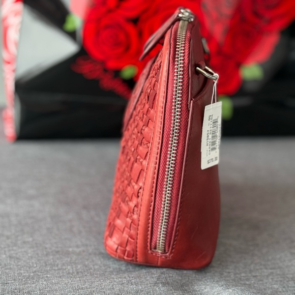 Brighton Ferrara Bettina Garnet Woven Crossbody Bag Heart Charm Silver - Picture 5 of 8